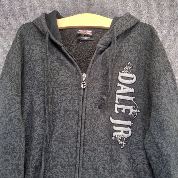 Chase Authentics Men's NASCAR Dale Jr Full Zip Hoodie Gray Black 2X Long Sleeve - Picture 3 of 12